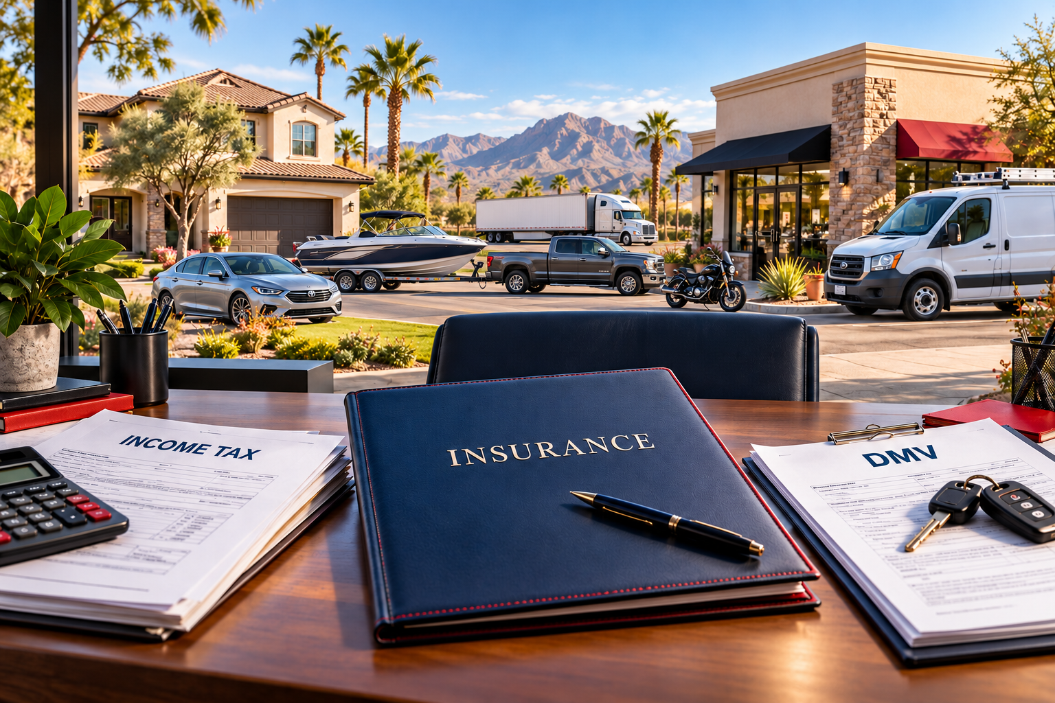 Insurance for homes, businesses, cars, motorcycles, boats and commercial trucks, with income tax and DMV services